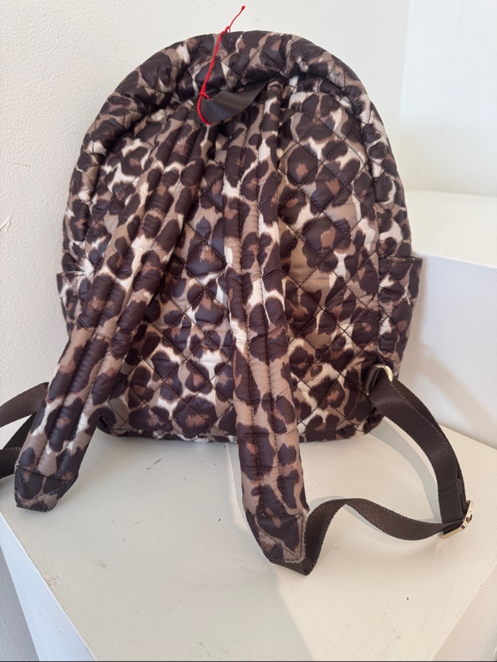 MZ Wallace Quilted Leopard-Print Backpack in Brown and Tan - Picture 2 of 3
